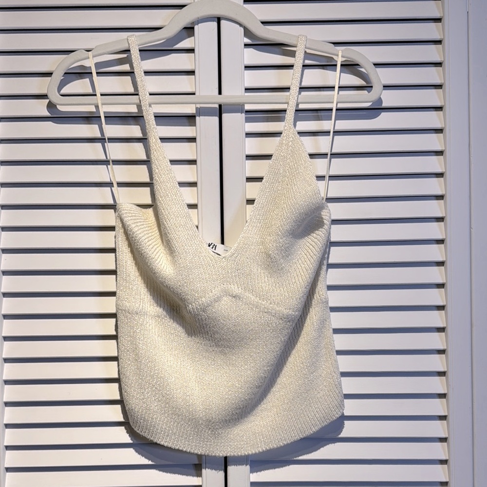 🧶NWT Zara Off White Knit Women's Top size M 👌
